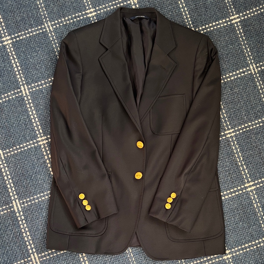 Brooks Brothers Navy Wool Blazer with Gold Buttons Boys sz 14